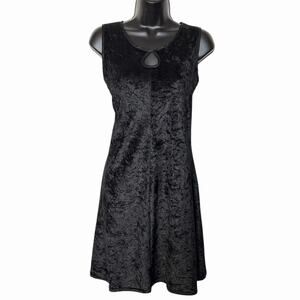 VTG 1990s STRETCH VELVET DRESS KEYHOLE NECK A LINE GRUNGE GOTH WHIMSIGOTH SZ L